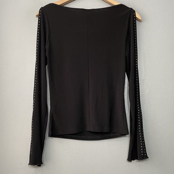 Forever21 Size M Black Stretch Studded Slit Sleeve Grunge Y2K Cyber Fairy Slinky - Picture 5 of 11